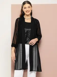 Qurvii Party Embellished Longline Sheer Shrug