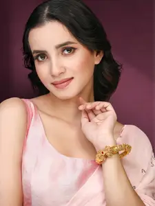 Peora Gold-Plated Stone-Studded Kada Bangle