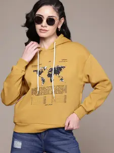 Roadster Printed Fleece Hooded Sweatshirt