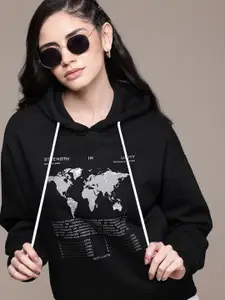 Roadster Printed Fleece Hooded Sweatshirt