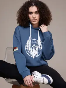Roadster Printed Fleece Hooded Sweatshirt