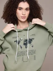 Roadster Printed Pure Cotton Hooded Sweatshirt