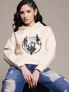 Roadster Printed Fleece Hooded Sweatshirt