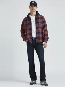 Pepe Jeans Men Hood Tartan Checked Cotton Casual Shirt