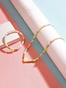 Melbees by Yellow Chimes Girls Gold-Plated Necklace & Bracelet