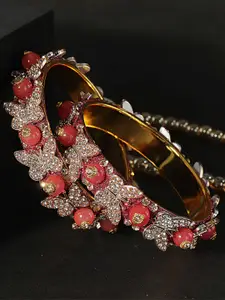 LAVAZZA Set Of 2 Cubic Zirconia Studded & Beaded Bangles