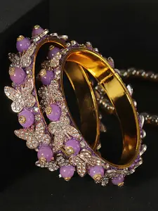 LAVAZZA Set Of 2 Cubic Zirconia Studded & Beaded Bangles