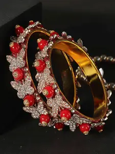 LAVAZZA Set Of 2 Gold-Plated AD-Studded Butterfly Design Bangles