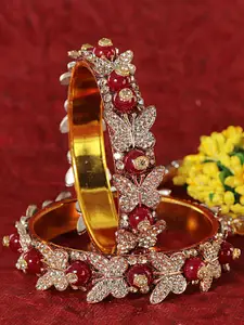 LAVAZZA Set Of 2 Cubic Zirconia Studded & Beaded Bangles