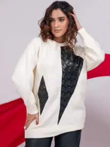 PANKH Women Round Neck Woollen Long Sleeves Pullover