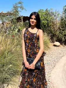 Stylecast X Hersheinbox Floral Print Ruffled A-Line Midi Dress