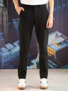 The Pant Project Bangalore Black Slim-Fit Wrinkle-Free Power-Stretch Knitted Trousers