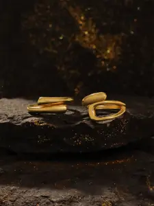 Yellow Chimes Set of 2 Gold-Plated Statement Adjustable Finger Rings