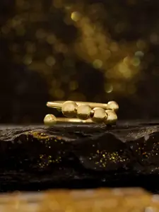 Yellow Chimes Gold-Plated Beaded Adjustable Finger Ring