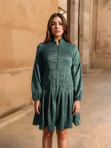 Stylecast X Hersheinbox Printed Drop Shoulder Puff Sleeve Fit & Flare Dress