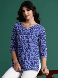 Sangria Floral Embroidered Schiffli Kurta