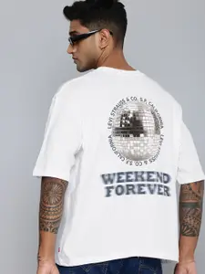 Levis Printed Drop-Shoulder Sleeves Pure Cotton Relaxed Fit T-shirt