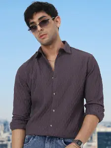 Urbano Fashion Men Textured Cotton Casual Shirt