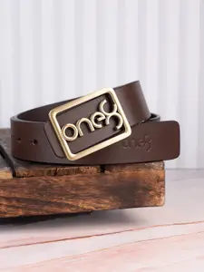 One8 Men Gold-Tone Buckle Leather Belt