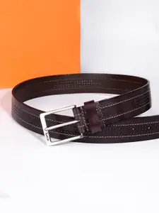 One8 Men Virat Kohli Perforated Premium Leather Belt for Men with Buckle