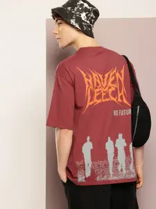 Kook N Keech Men Printed Drop-Shoulder Sleeves Oversized T-shirt