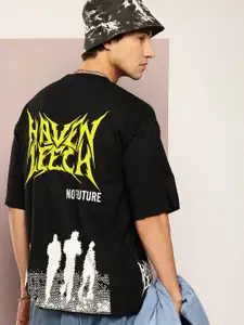 Kook N Keech Men Typography Printed Drop-Shoulder Sleeves Oversized T-shirt