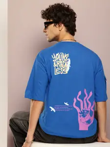 Kook N Keech Men Printed Drop-Shoulder Sleeves Oversized T-shirt