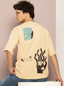Kook N Keech Men Printed Drop-Shoulder Sleeves Oversized T-shirt