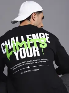 HRX by Hrithik Roshan Typography Printed Oversized Sweatshirt