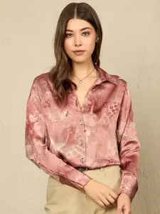 The Roadster Lifestyle Co. Women Spread Collar Floral Printed Silk Casual Shirt