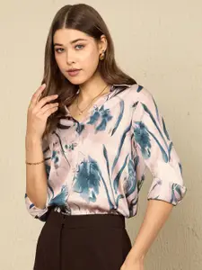 The Roadster Lifestyle Co. Women Spread Collar Floral Printed Silk Casual Shirt