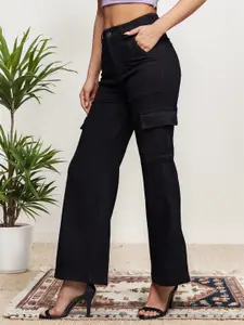 Miss Chase Women Cotton Wide Leg High-Rise Stretchable Casual Jeans