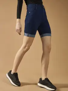 DOLCE CRUDO Women Skinny Fit High-Rise Denim Denim Shorts