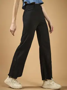 DOLCE CRUDO Women Wide Leg High-Rise Stretchable Jeans