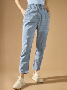 DOLCE CRUDO Women High-Rise Mildly Distressed Stretchable Jeans