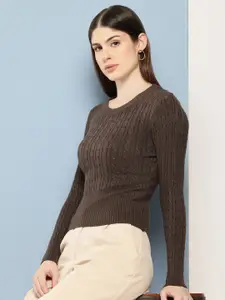 Chemistry Cable Knit Woollen Crop Pullover