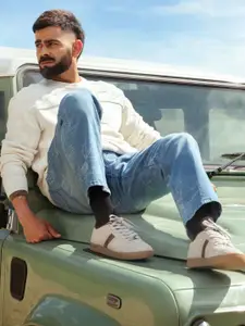 WROGN Men Comfort Regular Fit Printed Mid-Rise Cotton Jeans