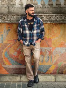 WROGN Men Cotton Comfort Tapered Fit Highly Distressed Light Fade Jeans