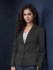 BAESD Women Notched Lapel Collar Single Breasted Formal Blazer