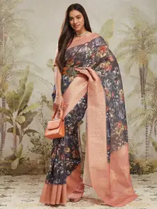 RACHNA Floral Printed Ready to Wear Banarasi Saree