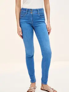 NEXT Women Skinny Fit High-Rise Light Fade Stretchable Jeans