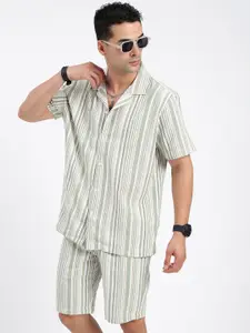 SHOWOFF Striped Shirt With Shorts Co-Ords
