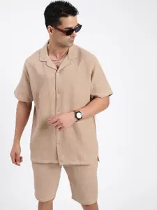 SHOWOFF Self Design Shirt Collar Shirt Collar Short Sleeves Shirt & Shorts