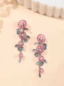 Studio Voylla 925 Sterling Silver Rhodium-Plated Floral Ear Cuff Earrings