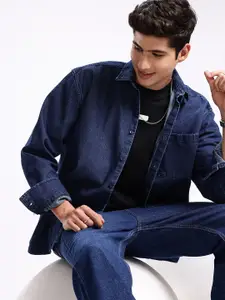 Aeropostale Pure Cotton Drop-Shoulder Sleeves Relaxed Fit Denim Casual Shirt