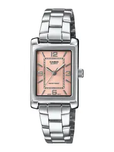 CASIO Women Dial & Stainless Steel Cuff Straps Analogue Watch A2355