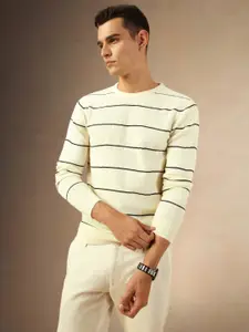 Dennis Lingo Men Round Neck Striped Pullover