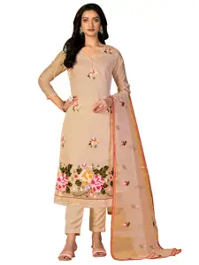 Maroosh Floral Embroidered Unstitched Dress Material