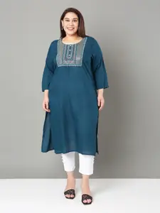 Sztori Floral Embroidered Yoke Design Sequined Straight Kurta