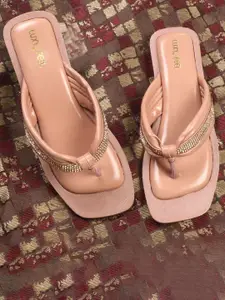 Luxyfeel Women Embellished Open Toe Flats